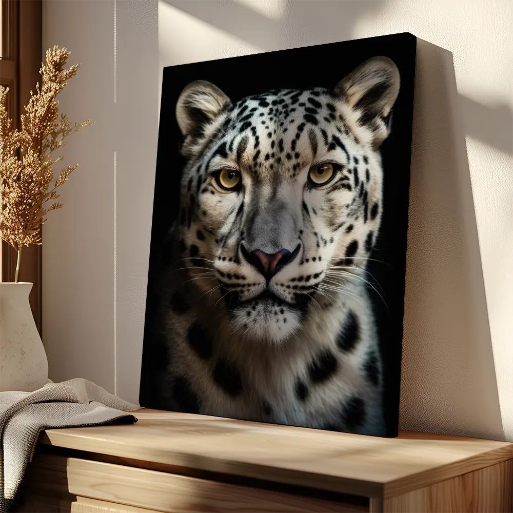 Snow Leopard Black Portrait