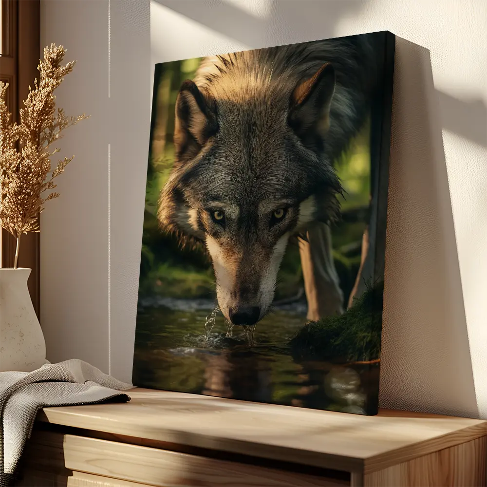 Wolf Drinking Water