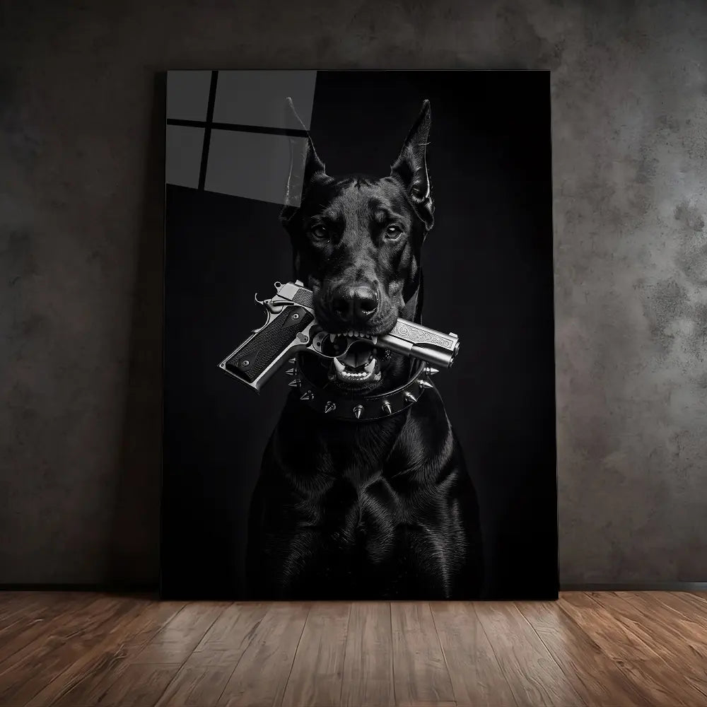 Doberman With Gun