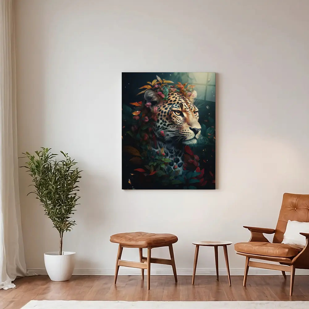 Flowers Leopard Portrait