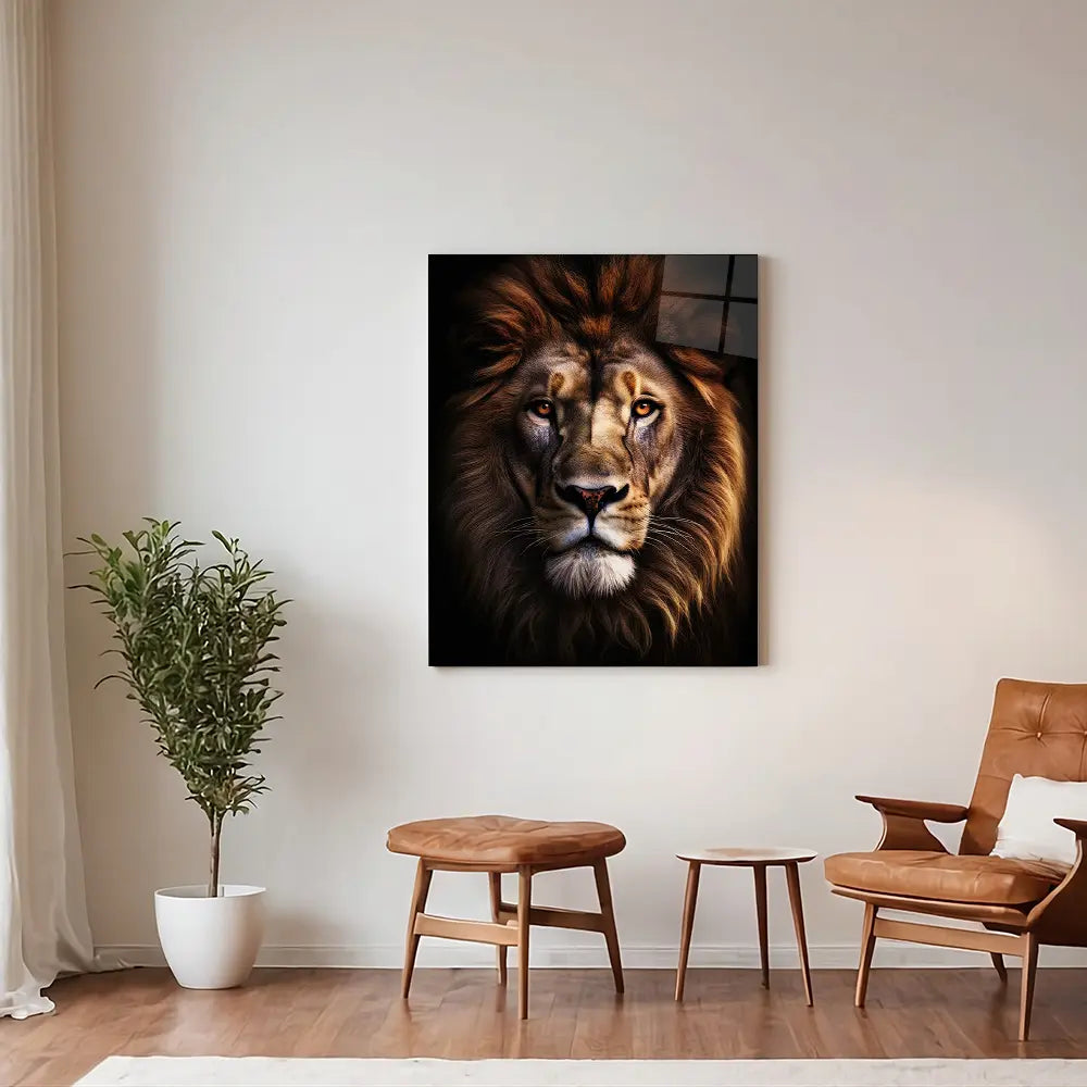 African Lion Black Portrait