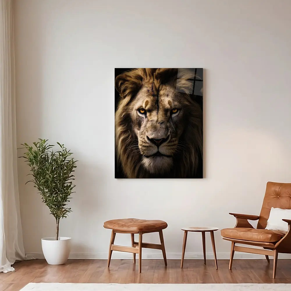 Angry Lion Black Portrait