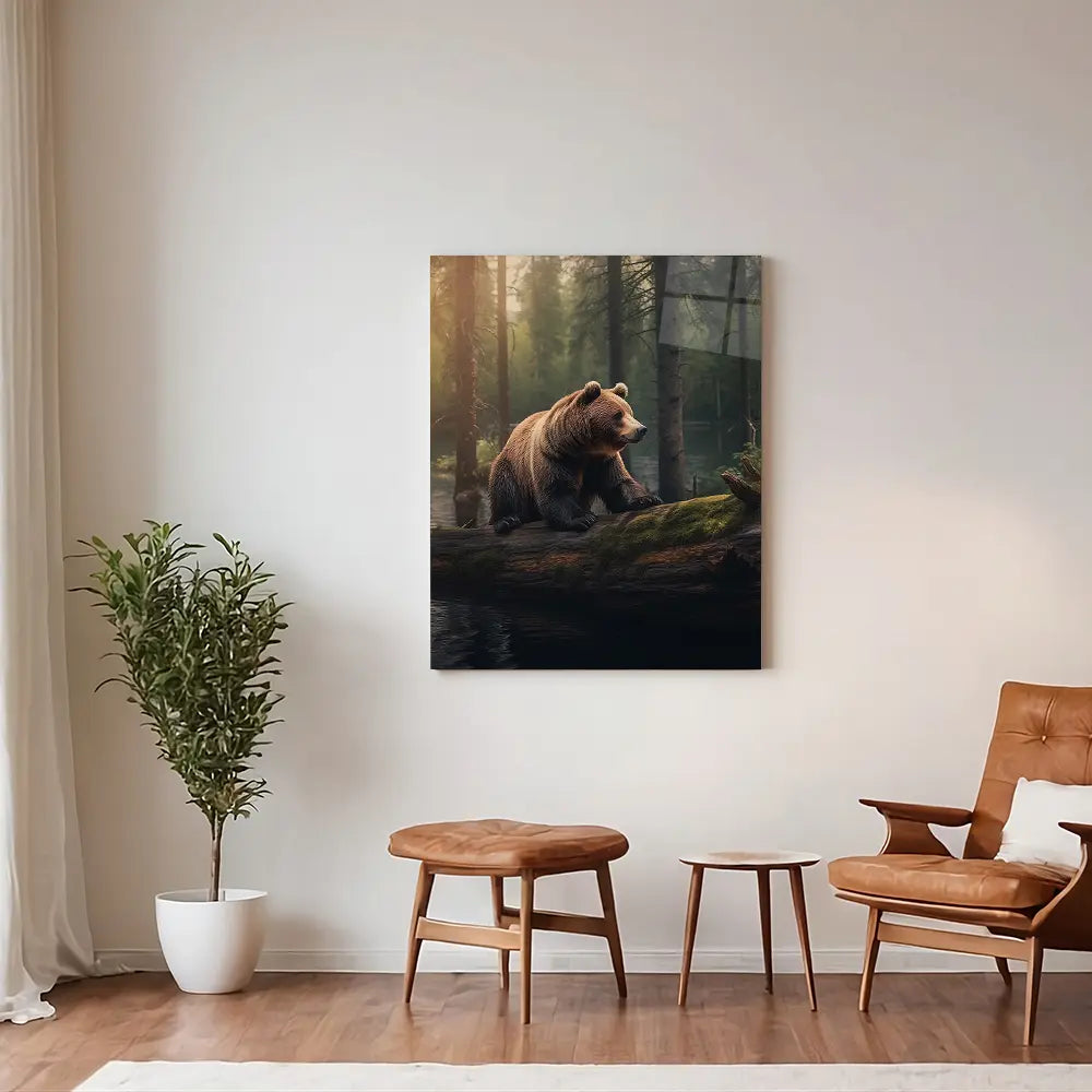 Bear Climbing Tree Trunk