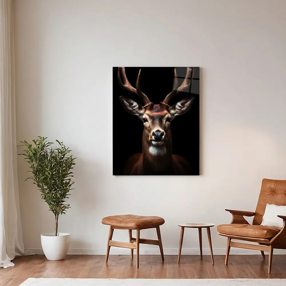 Deer Black Portrait