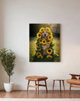 Golden Retriever Sunflowers