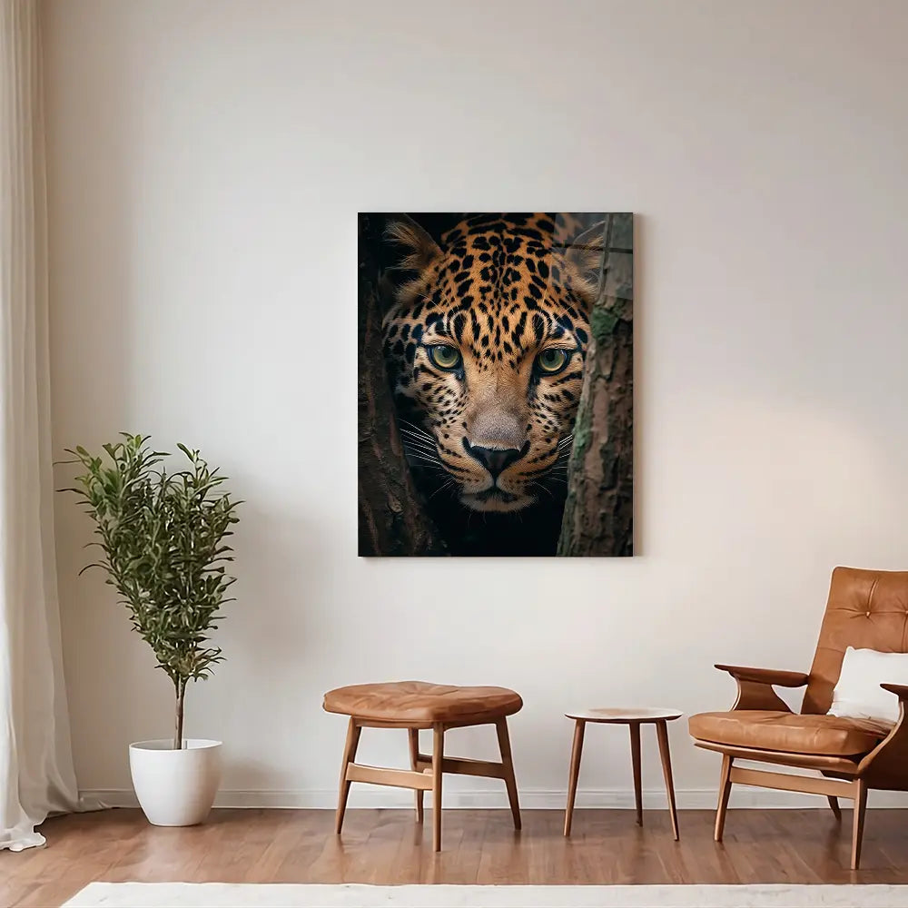 Leopard Hiding Tree