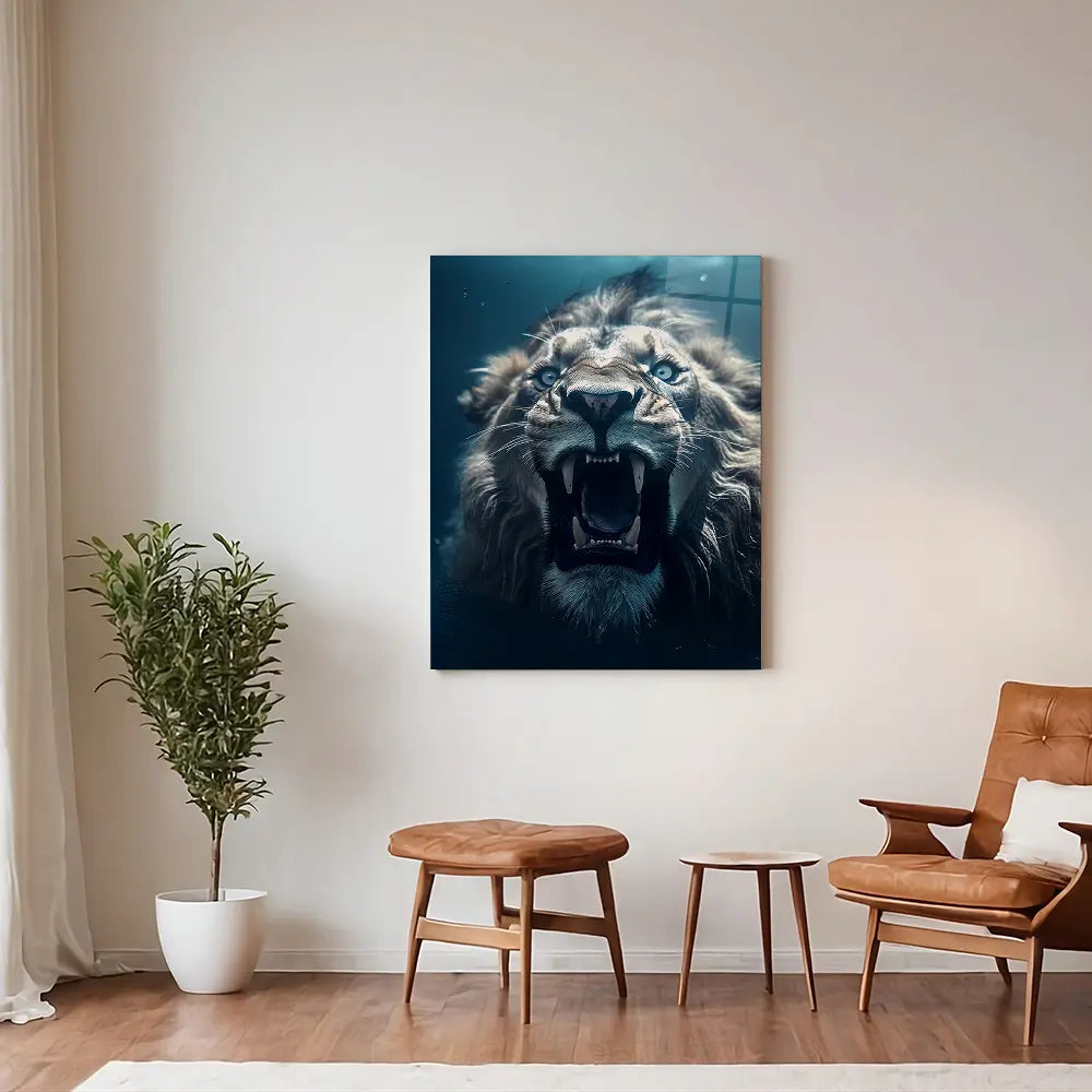 Lion Close Up Swimming
