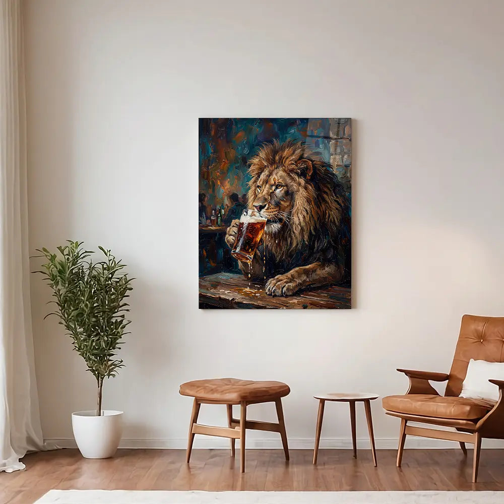 Lion Drinking Beer