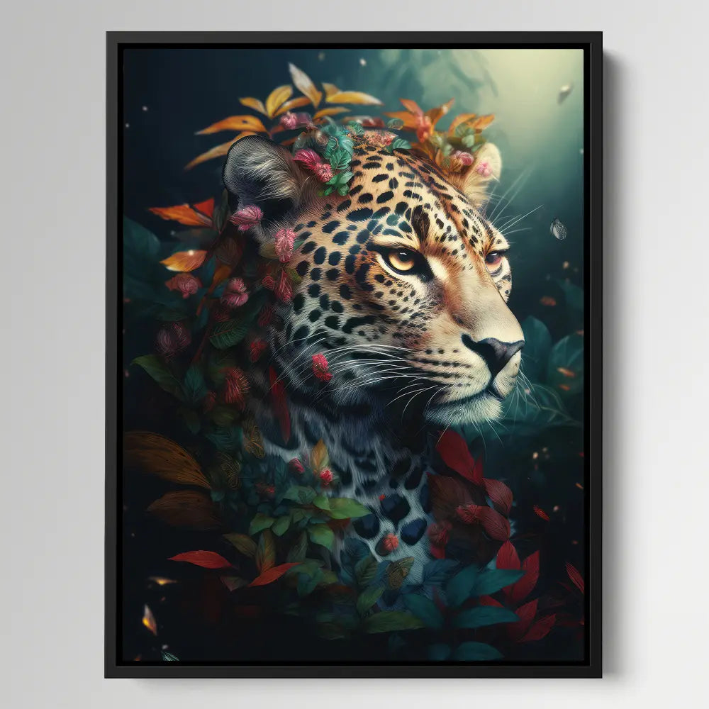 Flowers Leopard Portrait