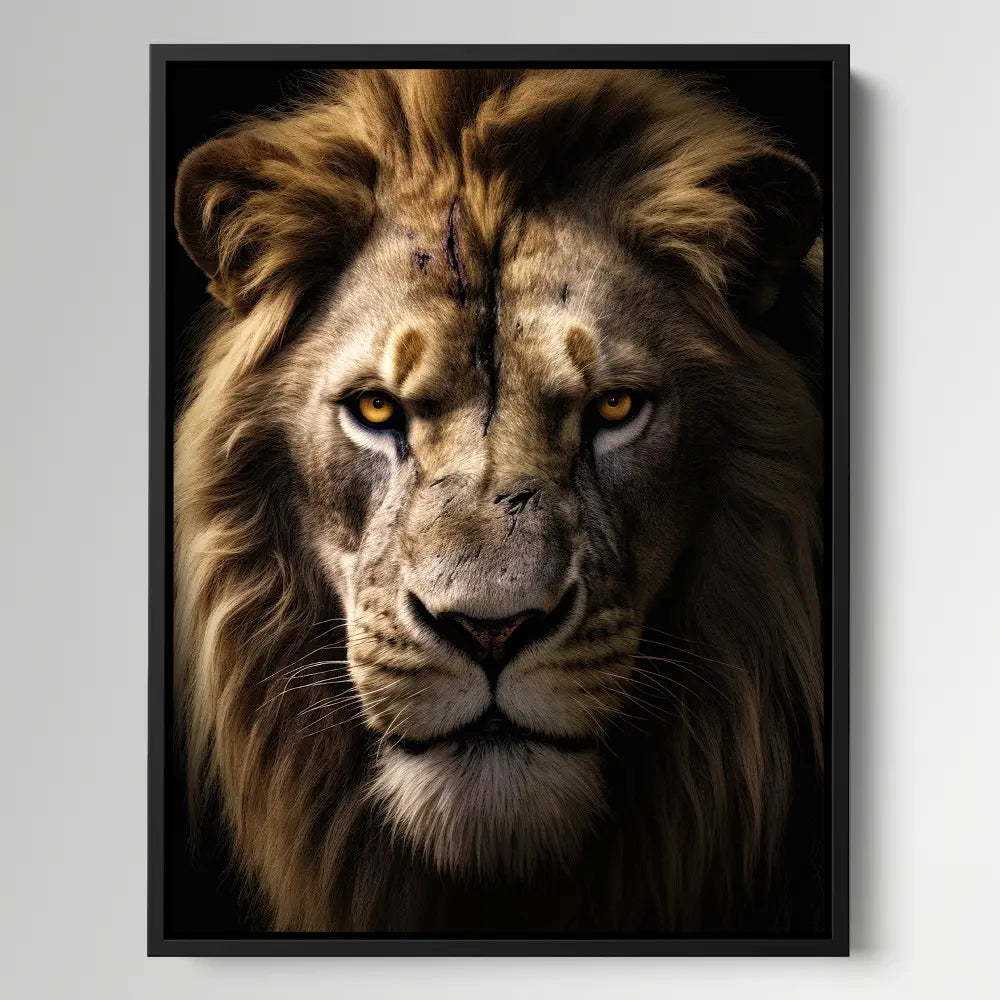 Angry Lion Black Portrait