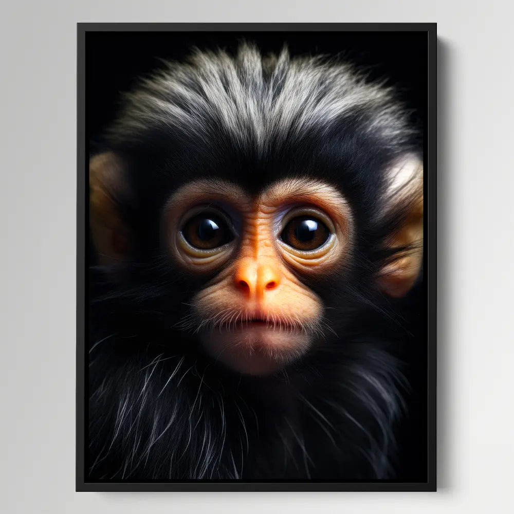 Baby Colobus Monkey Black Portrait