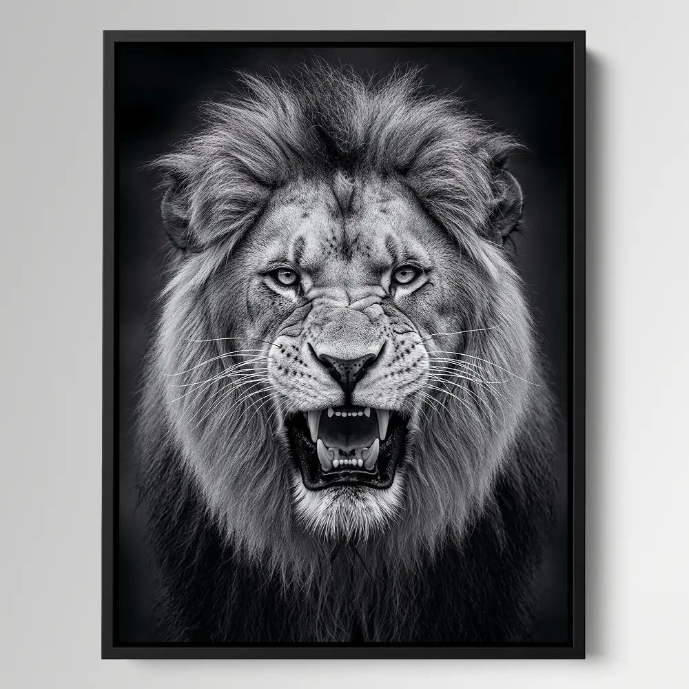 Black And White Roaring Lion