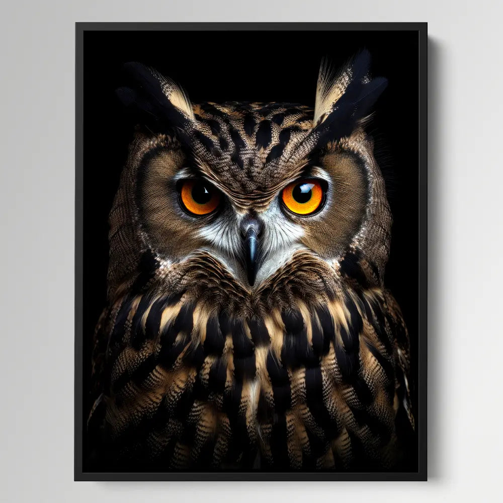 Earasian Eagle Owl Black Portrait