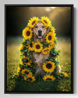 Golden Retriever Sunflowers