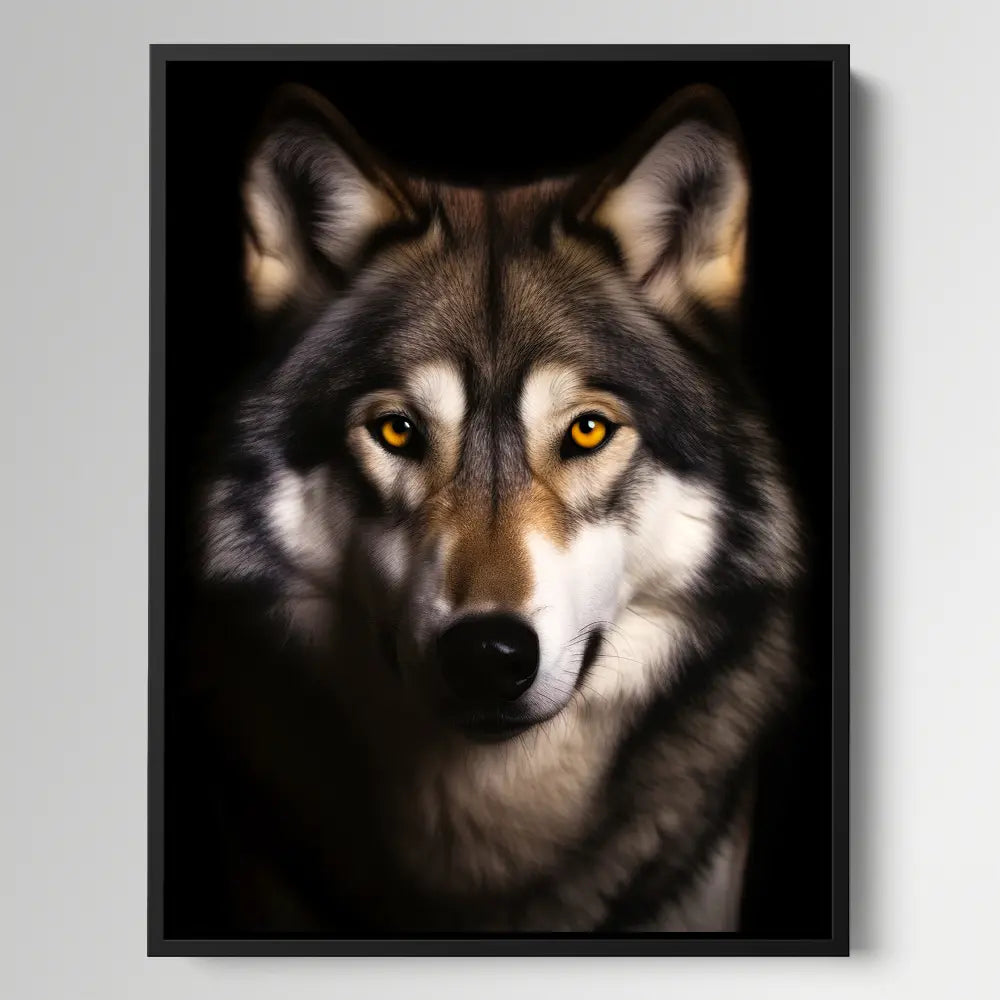 Gray Wolf Black Portrait