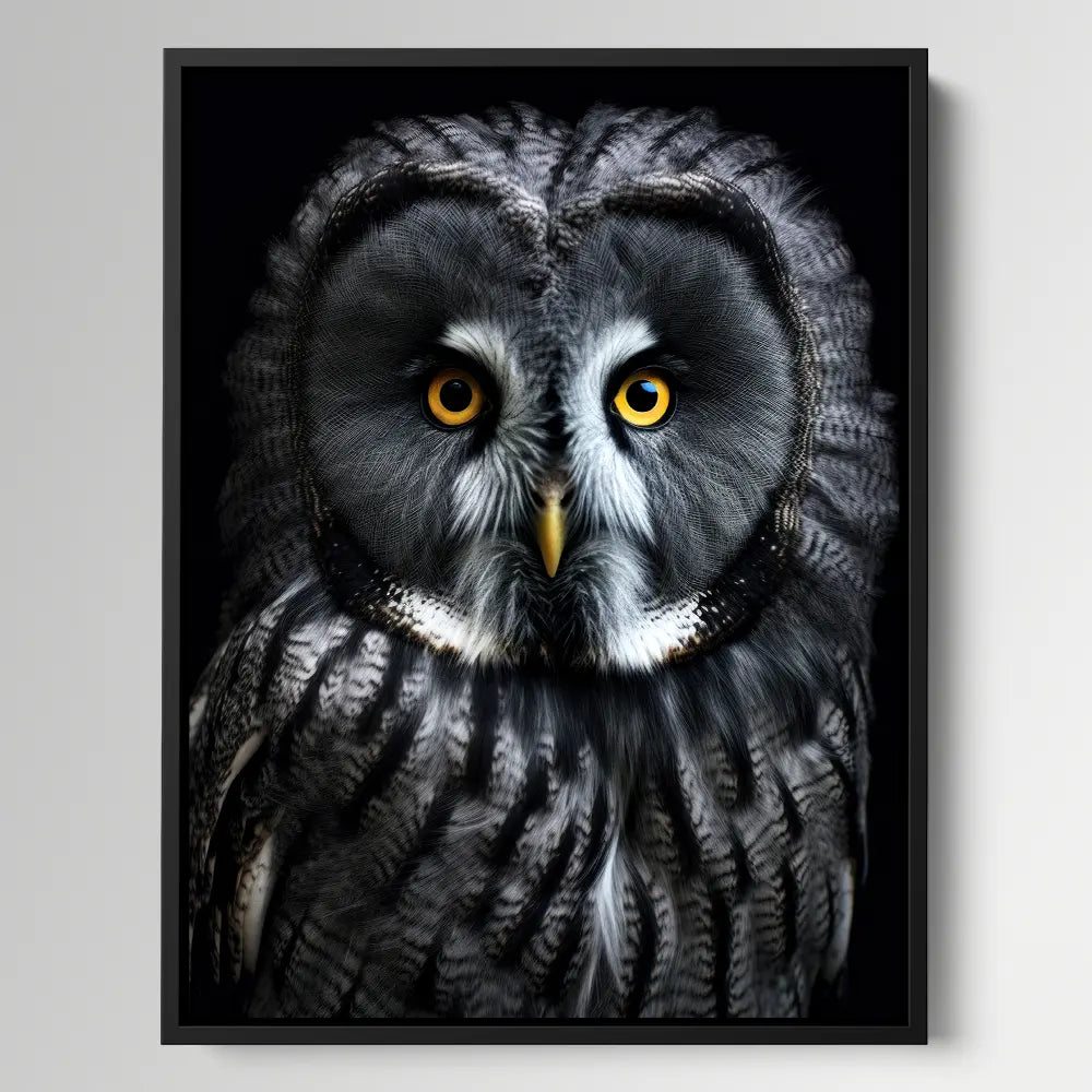 Great Grey Owl Black Portrait