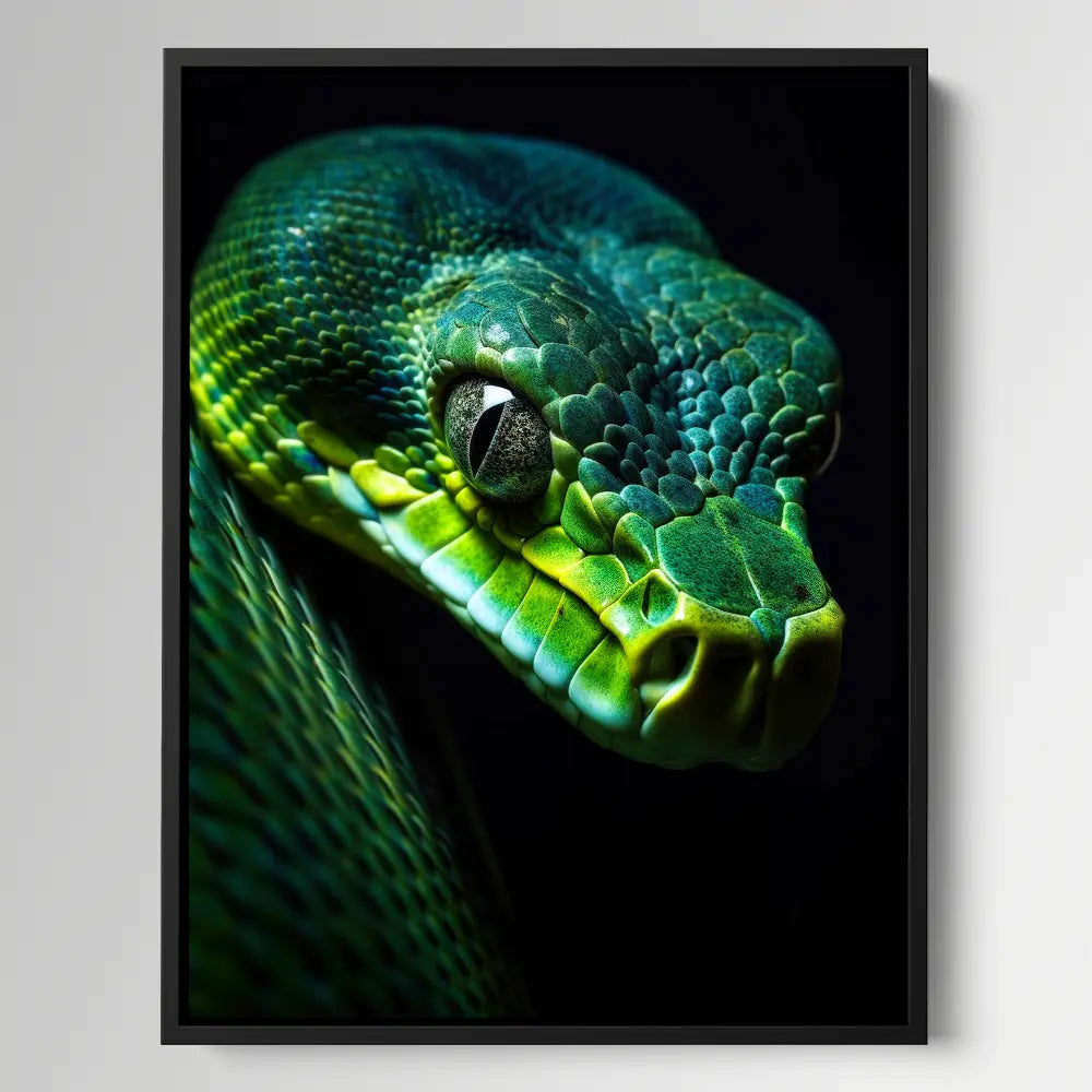 Green Snake Black Portrait