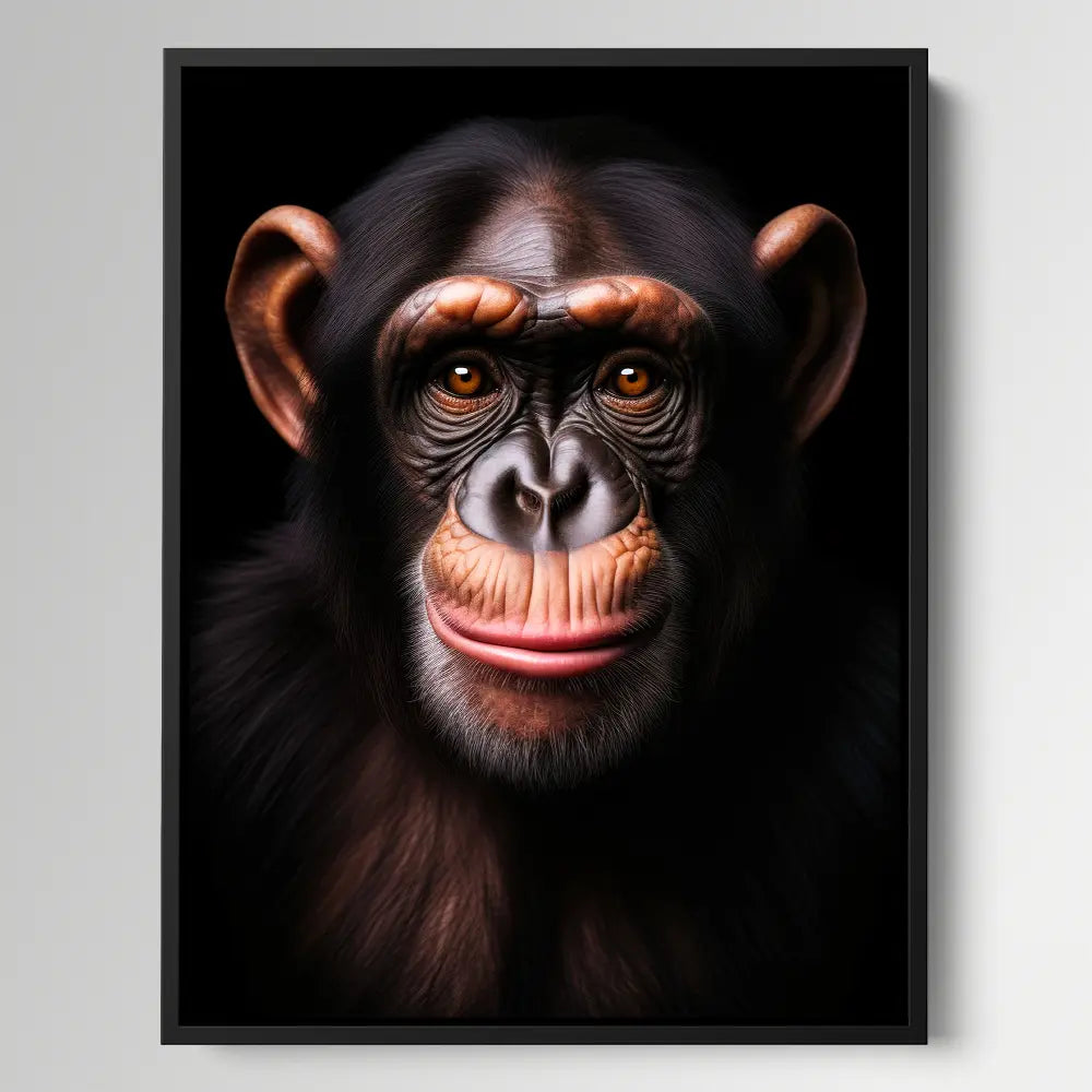 Happy Chimpanzee Black Portrait