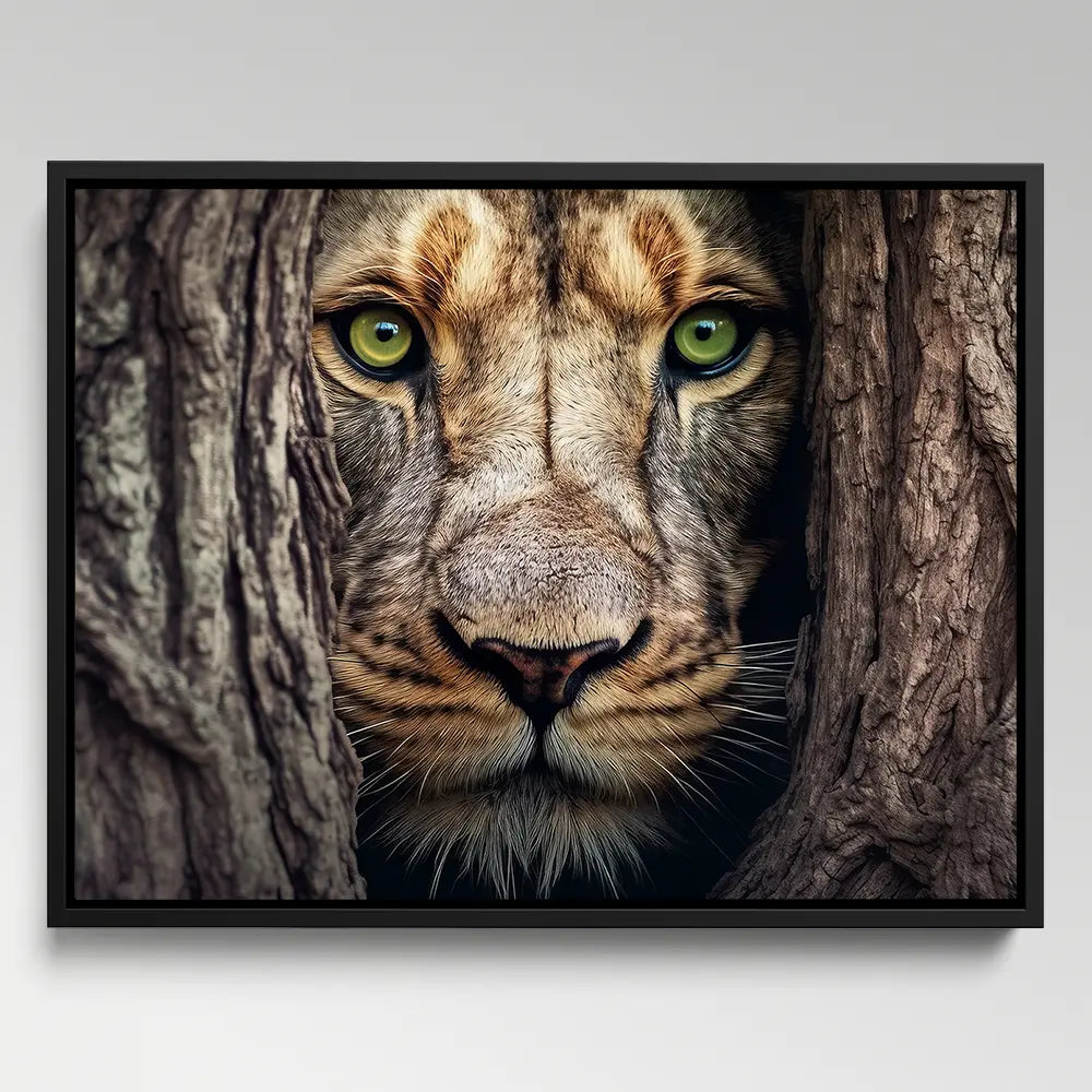 Lion Hiding Tree Horizontal