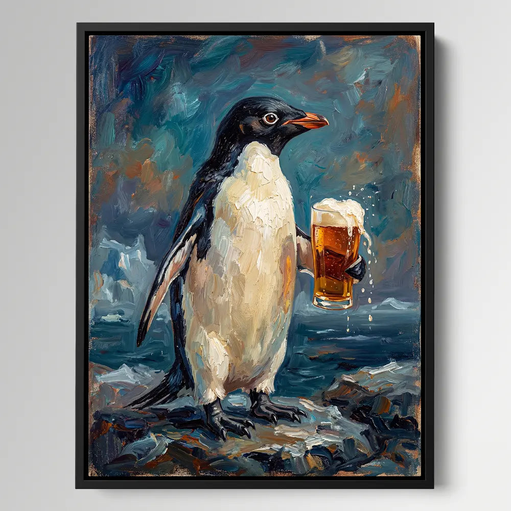 ペンギン アートパネル 絵画 キャンバス penguin Penguin Drinking Beer – Zenz Art