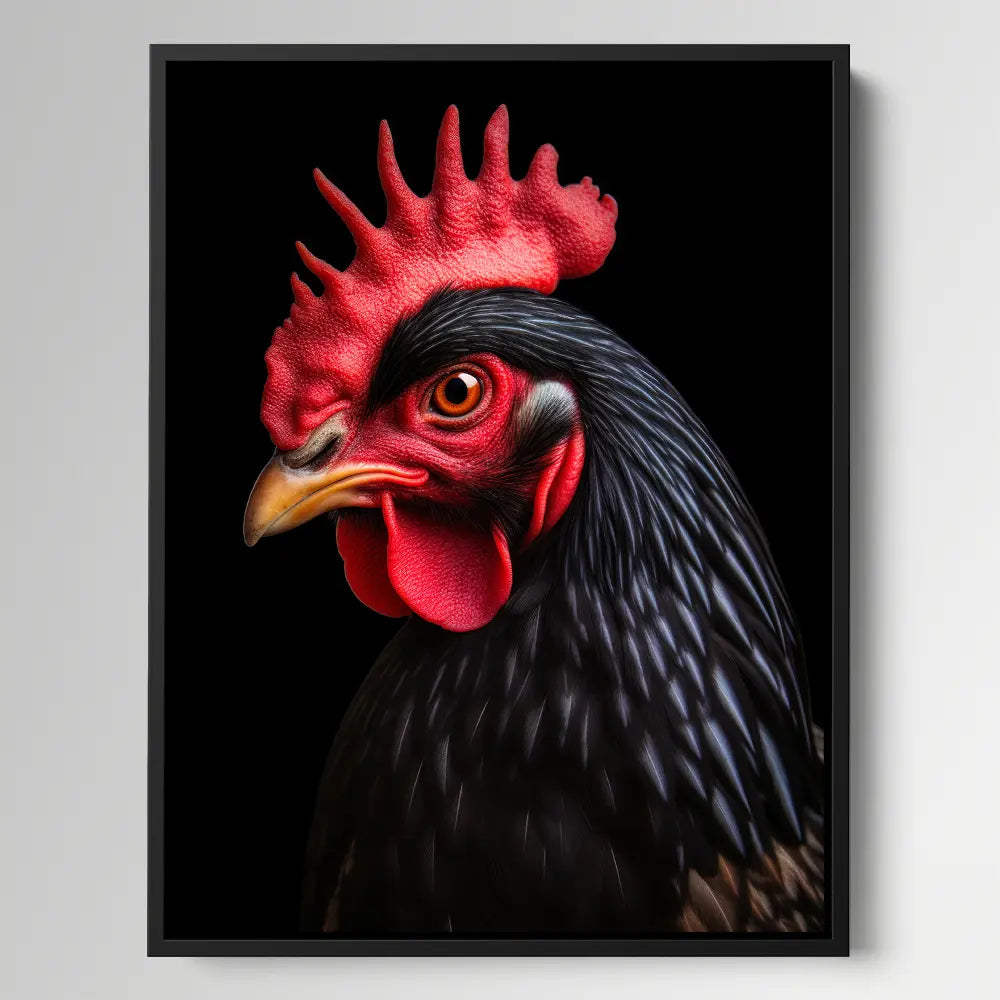 Rooster Black Portrait